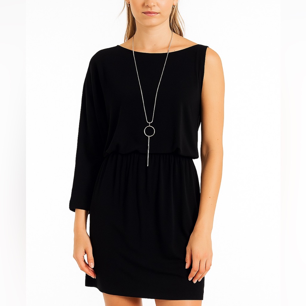 ZARA |  Black Asymmetrical One Shoulder Sheath Dress